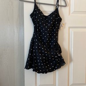 Talbots size 12 one piece black and white polka dot swimsuit